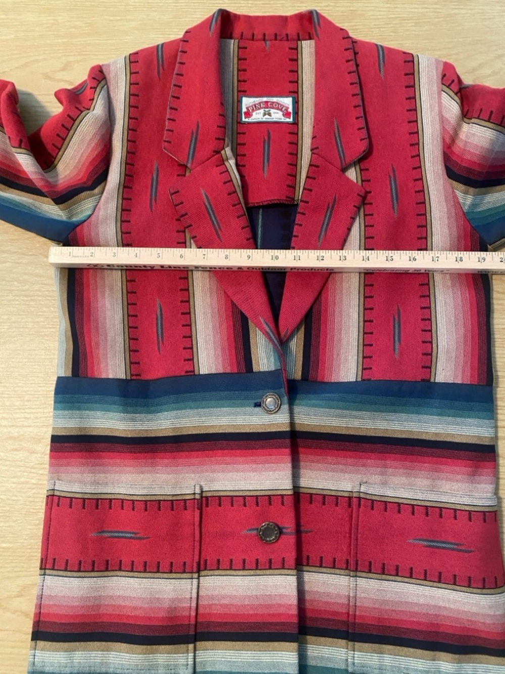 DIVision OF Sharon YOUNG Striped Southwestern Blazer Pine Cove - Picture 3 of 10